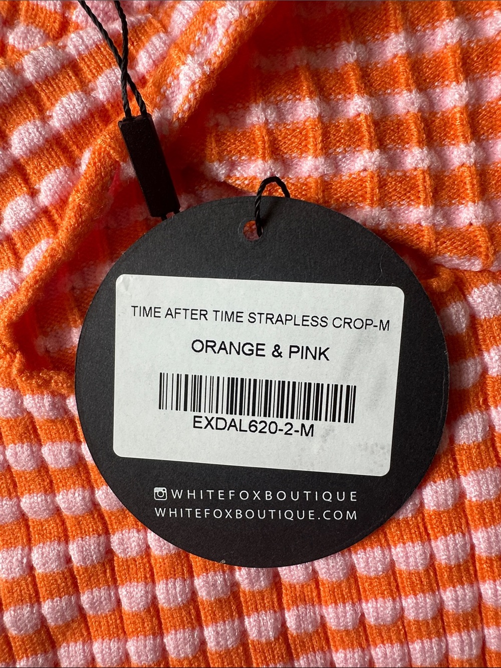 White Fox Boutique Orange and Pink Striped Knit Tube Top - Picture 2 of 2